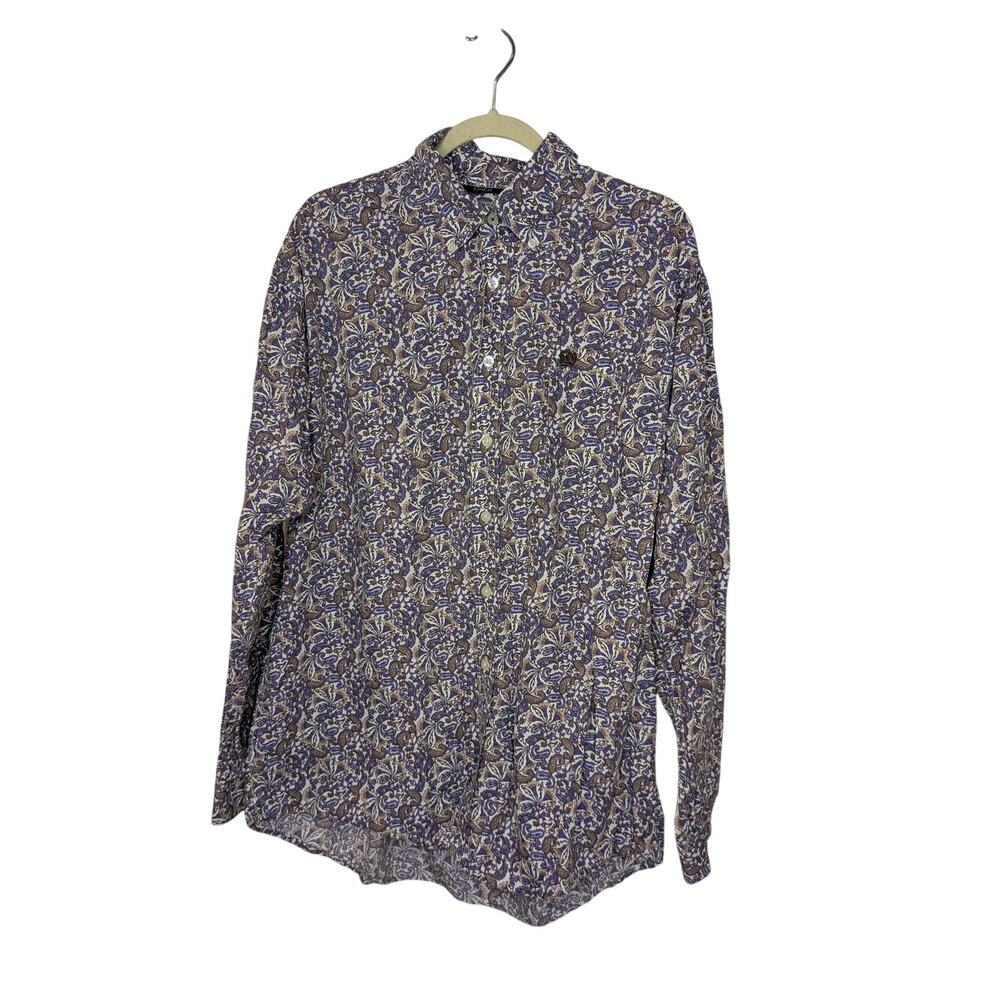 Cinch Men Western Rodeo Ranch Cowboy Button Down Shirt Paisley Design Size Large